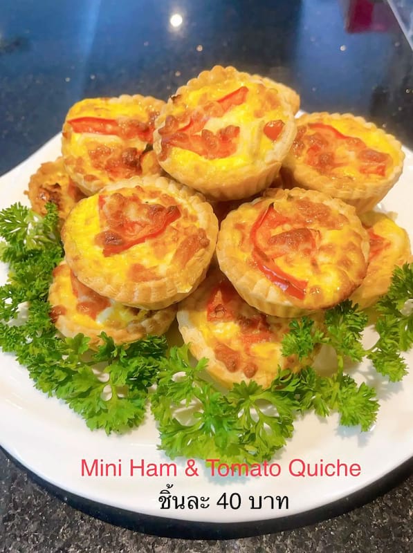 Mini ham & tomato quiche pack 6