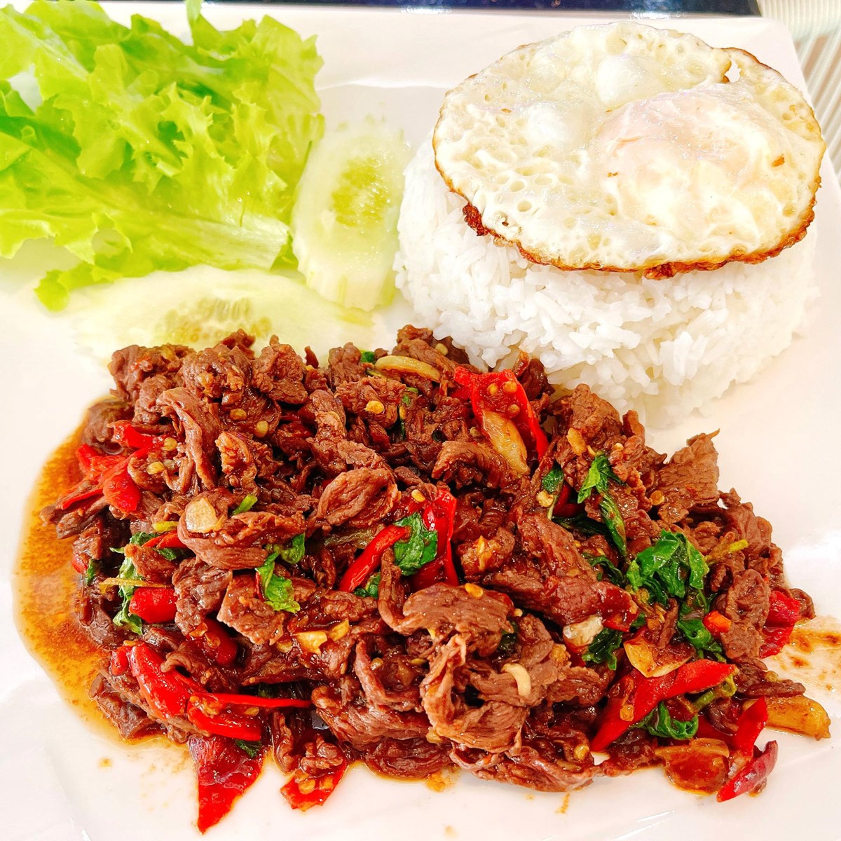 Aussie Beef with Holy Basil Leaf Spicy